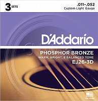 Струны для акустической гитары EJ26-3D. фосфор/бронза, Custom Light, 11-52, 3 комп.12740 